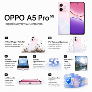 <span class=keywords><strong>OPPO</strong></span> A5 Pro 5G Versione Globale Originale, Telefono Cellulare con Dimensity 6300, IP69 Resistente all'Acqua, Batteria 5800mAh, Ricarica 45W, NFC - Product Image 3