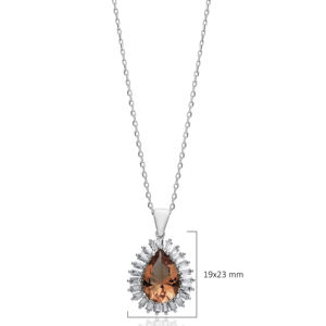 Sultanita piedra forma de pera Baguette CZ encanto Collar de plata turco hecho a mano venta al por mayor 925 collar de plata esterlina - Product Image 2