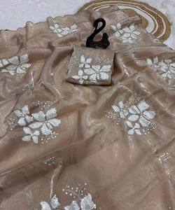 DERNIÈRE SÉQUENCE DE SOIE AVEC SCALPING BORDER WORK SAREE AVEC BLOUSE NON COUCHÉE VÊTEMENT DE FÊTE PRIX DE GROS VÊTEMENT ETHNIQUE - Product Image 5