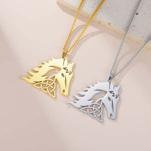 Horse Head <b>Pendant</b> Hollow Out Horse <b>Charm</b> <b>Pendant</b> Gold Plated Celtic Knot Animal <b>Pendant</b> Jewelry Gifts for Women Men - Product Image 4