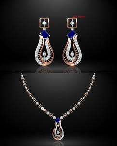 Lujo Miossanite diamante 14K blanco amarillo oro Acero inoxidable cúbico moda collar pendiente Boda nupcial conjuntos para mujeres - Product Image 1