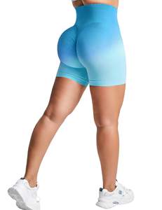 Pantalones cortos de Yoga sin costuras de cintura alta para mujer, mallas de entrenamiento con patrón sólido, Spandex reciclado/nailon, ropa deportiva para gimnasio - Product Image 5