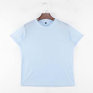 Camiseta informal con cuello redondo de verano con logotipo personalizado, 100% algodón liso, color azul cielo, Jersey de punto de corte regular ODM, camiseta en blanco - Product Image 1