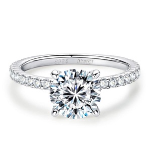 Anillos Apilables de Diseño Clásico para Boda, 8 mm, con Moissanita de 2 Quilates, Anillo de Compromiso Nupcial con Halo Oculto y Engaste Pavé, Regalo Moderno para Mujer - Product Image 6