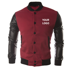 Top 2026 Veste de baseball en cuir de haute qualité à manches longues pour hommes Veste universitaire en cuir PU Design personnalisé - Product Image 6
