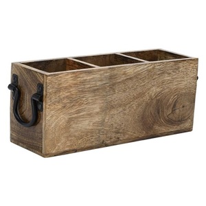 Caddy de service en bois de manguier Organisateur de cuisine de haute qualité Rangement Vaisselle Couverts Outils Papier Bière Design OEM Décoratif Bureau - Product Image 1