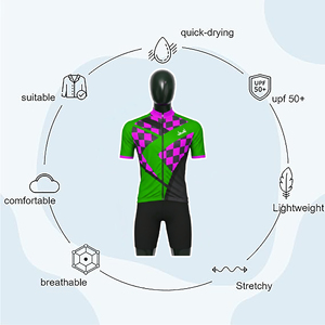 Ensemble de maillot de cyclisme pour homme personnalisé pour l'été, doux, antidérapant, vêtements de vélo à manches courtes, design respirant pour la vente en gros - Product Image 2