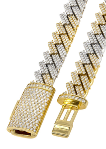 Cadena cubana personalizada de alta calidad VVS moissanite Iced Hip Hop chapado en oro collar de dos filas mayorista de joyería para hombres y mujeres - Product Image 2