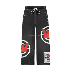 Pantalon de survêtement en molleton de coton premium 360 GSM, tissu brossé doux, couleur verte, impression par sublimation, patch brodé de strass - Product Image 1