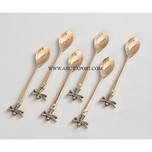 Juego de cubiertos planos decorativos de artículos de mesa pulidos de oro de latón macizo, juego de cubiertos de comida para hoteles y restaurantes, juego de cubiertos planos a la venta - Product Image 3