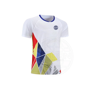 Uniformes de tennis personnalisables imprimés en polyester 100% écologique, respirants, à séchage rapide, à manches courtes, avec logo couleur personnalisé pour l'équipe - Product Image 3