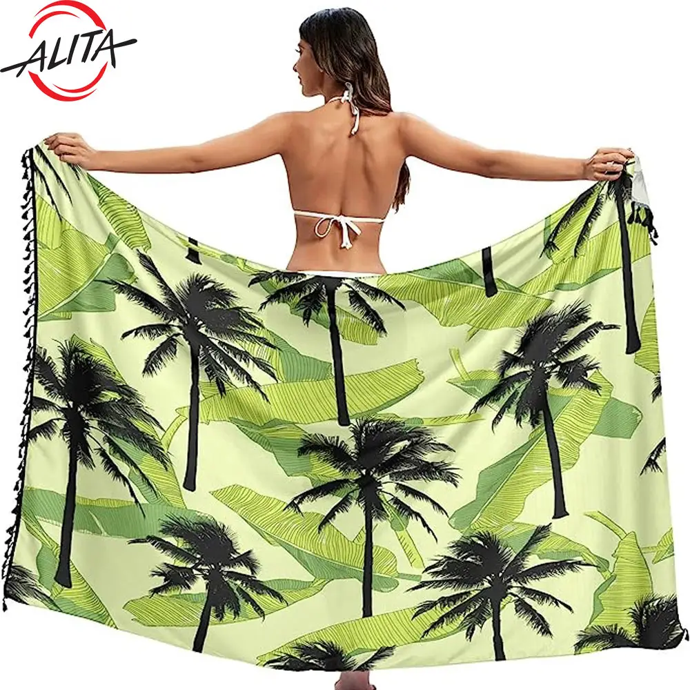 Donne di alta qualità Beach Sarong Bating Suit Cover Ups Wrap gonna Bikini Pareo per costumi da bagno-palma hawaiana
