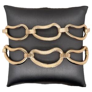 Collar de cadena de eslabones de remolino chapado en oro amarillo de 14K, joyería de moda de estilo Vintage Unisex con trabajo de acabado dorado mate y brillante - Product Image 4