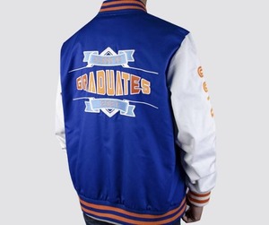 Custom Wholesale Plus Size Varsity Jacket Men Stand Collar Front Logo Position Waterproof <b>Genuine</b> Leather Shell Reversible - Product Image 2
