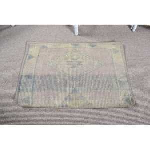 Tapis vintage en laine écologique patchwork 1,8x2,6 pi (54x80 cm) gris oriental turc avec envers en latex - Product Image 3