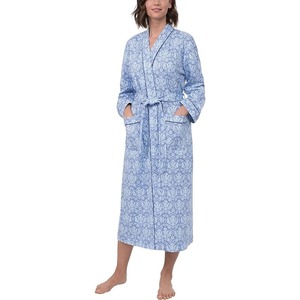 Traje de noche para mujer Digital con estampado de algodón orgánico 100% al por mayor conjunto de Albornoz térmico de cuerpo entero cuello solapa parejas de baño - Product Image 1