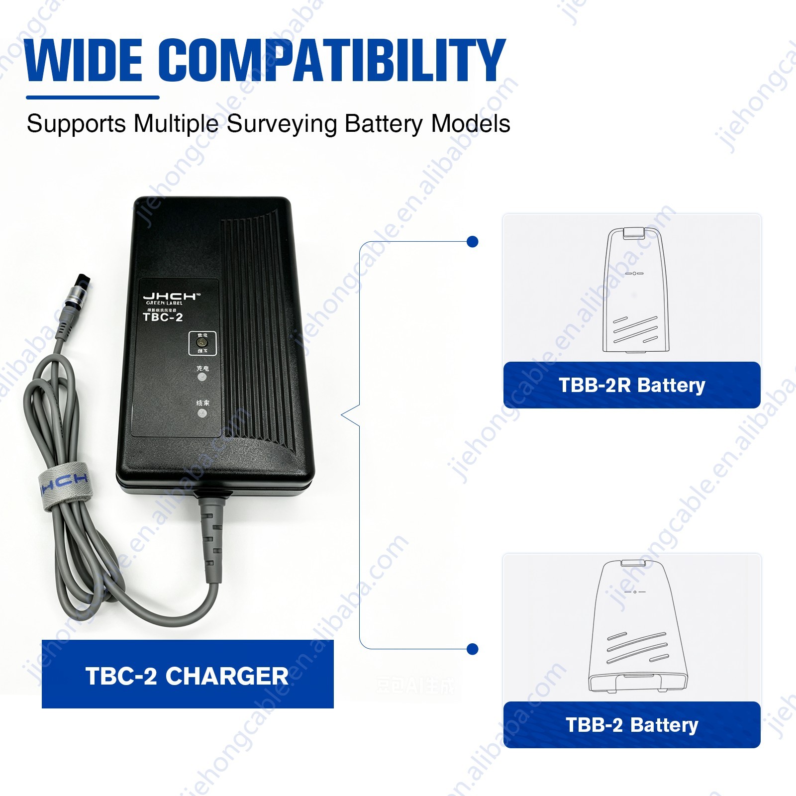 TBC-2 Ni-MH Battery Charger | Replacement Charger for TBB-2, TBB-2R, BT-52QA & GTS-102N/GTS-102R Total Station Batteries - View 3