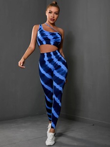 ชุดโยคะผู้หญิงสีพื้นแบบใหม่ทุกขนาด ชุดออกกำลังกายสองชิ้น เอวยางยืดสูง ชุดโยคะผู้หญิงลดราคา - Product Image 3