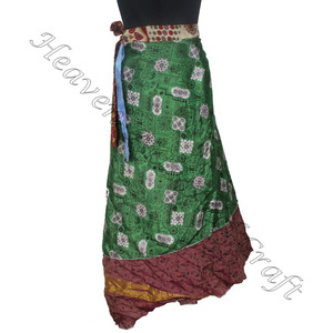 Faldas envolventes de seda India para verano, falda larga reversible de saris de seda mágica de 2 capas, faldas envolventes de Sari de seda, faldas indias de dos capas - Product Image 4
