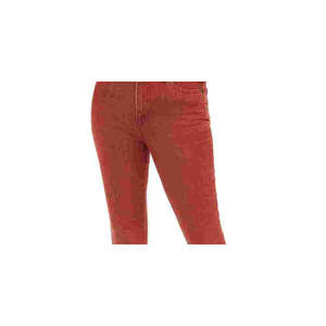 Jeans Skinny alla Caviglia a Vita Alta Rosa per Ragazze, in Denim Rosso Medio Taglia 1, Lavabile, Stile Semplice con Decorazione a Bottoni - Product Image 2