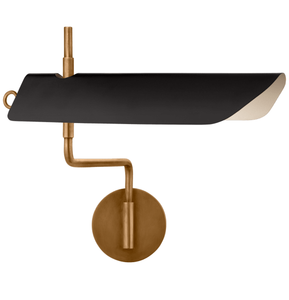 Applique murale en métal à bras oscillant AK Brass Loyd en noir et laiton fini antique au prix de gros pour décor de restaurant/décor d'hôtel - Product Image 1