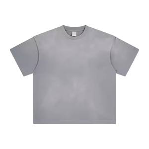 Camisetas de algodón liso con cuello redondo y hombros caídos para hombre, ropa transpirable para hombre, camiseta de gran tamaño a granel - Product Image 4