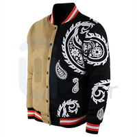 Veste de baseball universitaire personnalisée hommes femmes Vintage hiver col montant logo avant écologique 100% coton Service OEM disponible