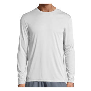 Camisetas de algodón transpirable con cuello redondo para hombre, camiseta de manga larga para gimnasio para entrenamiento, correr y sesiones de fitness - Product Image 2