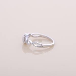Anillo de Diamante Redondo Cultivado en Laboratorio de 0.447ct, Oro Blanco, Rosa y Amarillo de 14K con Baño de Rodio, Diseño de Halo Trenzado, Joyería de Compromiso - Product Image 2