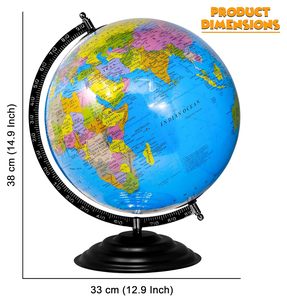 12 Inch Blue Educational <strong>World</strong> <strong>Globe</strong> <strong>with</strong> Magnifying Glass for Students and Office Use for Kids and Geography Lessons - Product Image 5