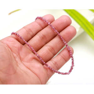Collier de perles de diamant brut naturel rose non taillé 2-3mm, 16 pouces, bijoux en diamant non taillé - Product Image 2