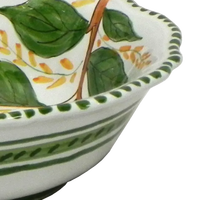 Fabriqué en italie, bol rond en céramique de haute qualité de 25CM / 8 pouces avec des citrons et des feuilles DESIGN fait à la main