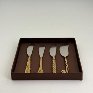 ชุดอุปกรณ์ชีสสแตนเลส 4 ชิ้น ขายดี พร้อมด้ามจับสีทอง ใบมีดสีเงิน ผลิตในอินเดีย - Product Image 3