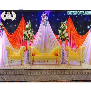 Conjunto de sofás de escenario para boda, conjunto de sofás tallados a mano de diseño para novia y novio - Product Image 1