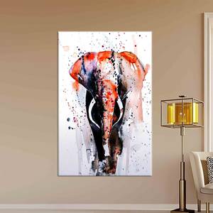 Toile élégante en verre trempé avec motif d'éléphant : Impression décorative animale moderne, TOILE ENVELOPPEE - Product Image 1