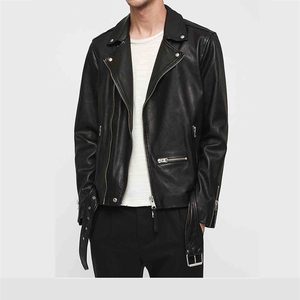 Vestes en cuir coupe décontractée pour hommes style fermeture éclair sur le côté vestes en cuir style long col montant au meilleur prix - Product Image 6