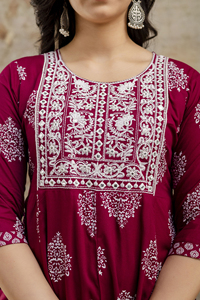 Mới hợp thời trang truyền thống Ấn Độ cotton kurti Set với Thêu Ladies kurta cho mù<span class=keywords><strong>a</strong></span> hè bán buôn tại Ấn Độ - Product Image 6