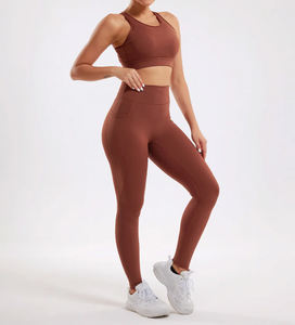 Ensemble d'entraînement 2 pièces pour femmes soutien-gorge de sport et leggings taille haute tenue de gymnastique Fitness Yoga entraînement soutien-gorge de sport Leggings vêtements de sport - Product Image 3