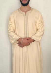 Thobe Djellaba Jubbah Kandora Kaftan Royal Fait Main de Qualité Supérieure Traditionnel Musulman Été Brodé Anti-Froissement Élégant - Product Image 3