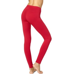 Por encargo 95% algodón 5% Spandex caliente rojo media cintura señoras Leggings mejor precio de fábrica Bangladesh - Product Image 4