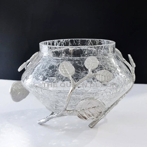 ชามประดับโต๊ะสีเงินลายดอกไม้ตกแต่งโต๊ะสไตล์แฟนซีทันสมัย - Product Image 1