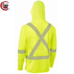 Camiseta técnica ultrasuave de manga larga con capucha personalizable Camiseta de manga larga reflectante de alta visibilidad con seguridad - Product Image 3