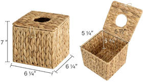 Couverture de jacinthe d'eau naturelle faite à la main porte-papier tissé en bambou écologique boîtes à mouchoirs de maison de Style Rectangle Vintage - Product Image 4