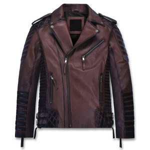 Chaqueta de cuero de vaca de capa superior para hombre, chaquetas de cuero cómodas a prueba de viento, chaqueta de invierno de cuero con cremallera en blanco - Product Image 1