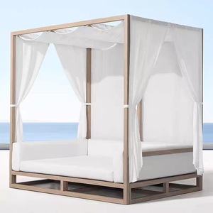 Ensemble de canapés modulaires de luxe en teck massif, résistant aux intempéries, pour extérieur, chaise longue sectionnelle, idéal pour villa, cour, hôtel - Product Image 3