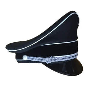 Casquette de biker en cuir véritable rouge de qualité supérieure 2025, style officier Muir, avec badges brodés officiels - Product Image 5