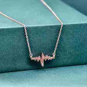 Colgante de Plata de Ley 925 Moissanite Diamond Heartbeat, joyería helada Premium personalizada con cadena de eslabones, estilo clásico - Product Image 2