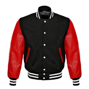 Venta al por mayor por encargo de los hombres Varsity Chaquetas High Street Style Stand Collar Blank CollegeBaseballjacket para los hombres DDP Envío - Product Image 4