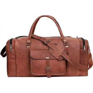 Sac en cuir véritable Duffel Travel Overnight Weekend Leather Bag Sports Gym Duffel Luggage Travel Bag For Men And Women - Product Image 6