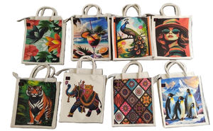 Sac fourre-tout en toile 100% coton naturel avec impression numérique, léger, réutilisable, pour le shopping, le bureau ou l'extérieur - Product Image 5